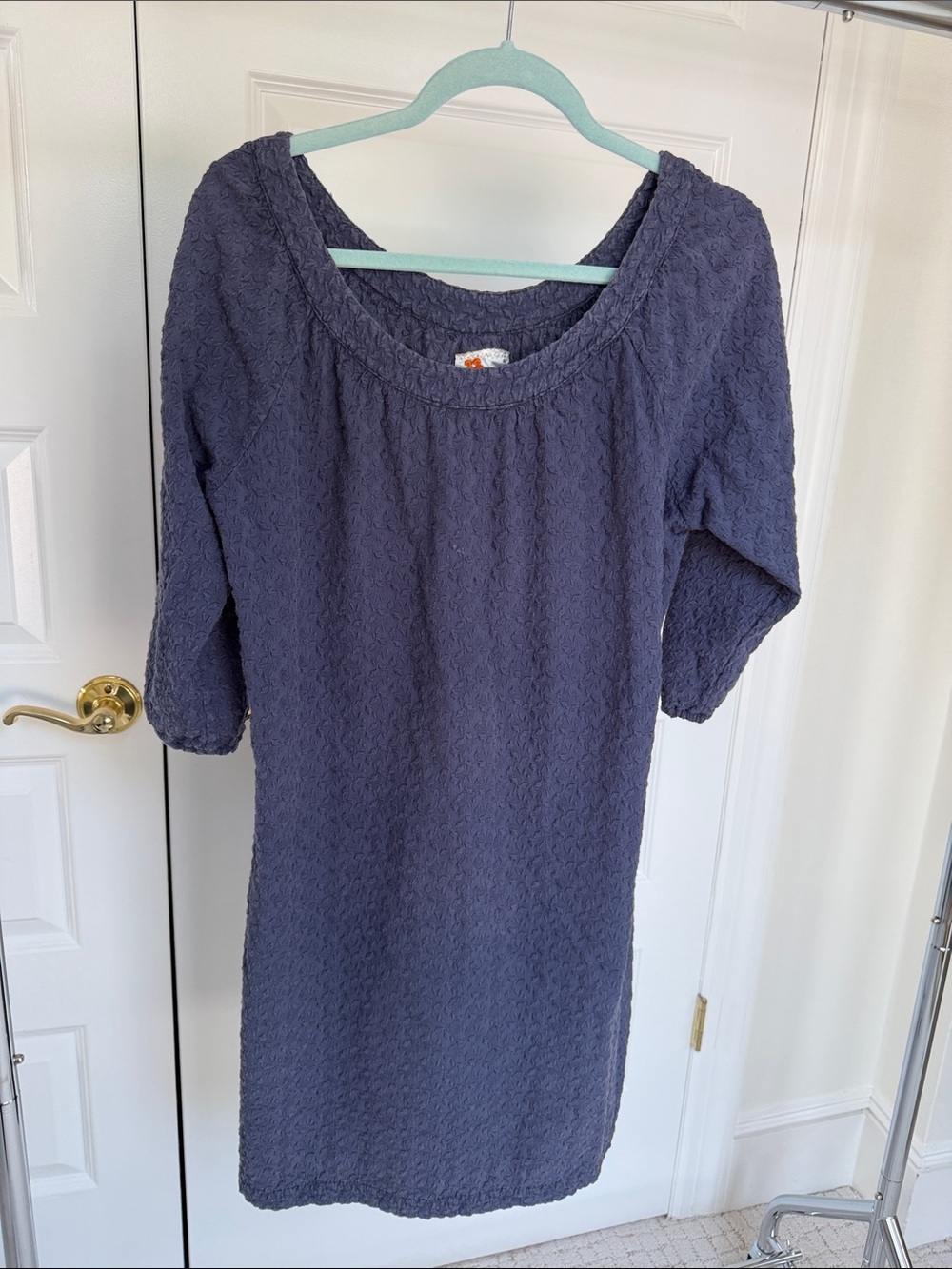 Twill Twenty Two Navy Textured Scoop Neck Dress